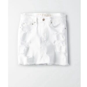 White Distressed Denim Skirt